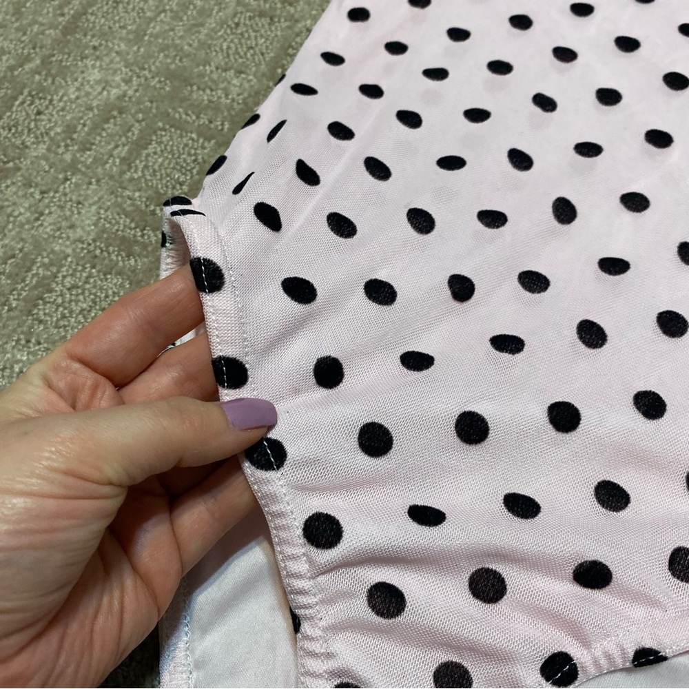 {NWT} Parisian Pink/Black Polka Dot Long Sleeve Bodysuit Size 4 - Picture 6 of 15